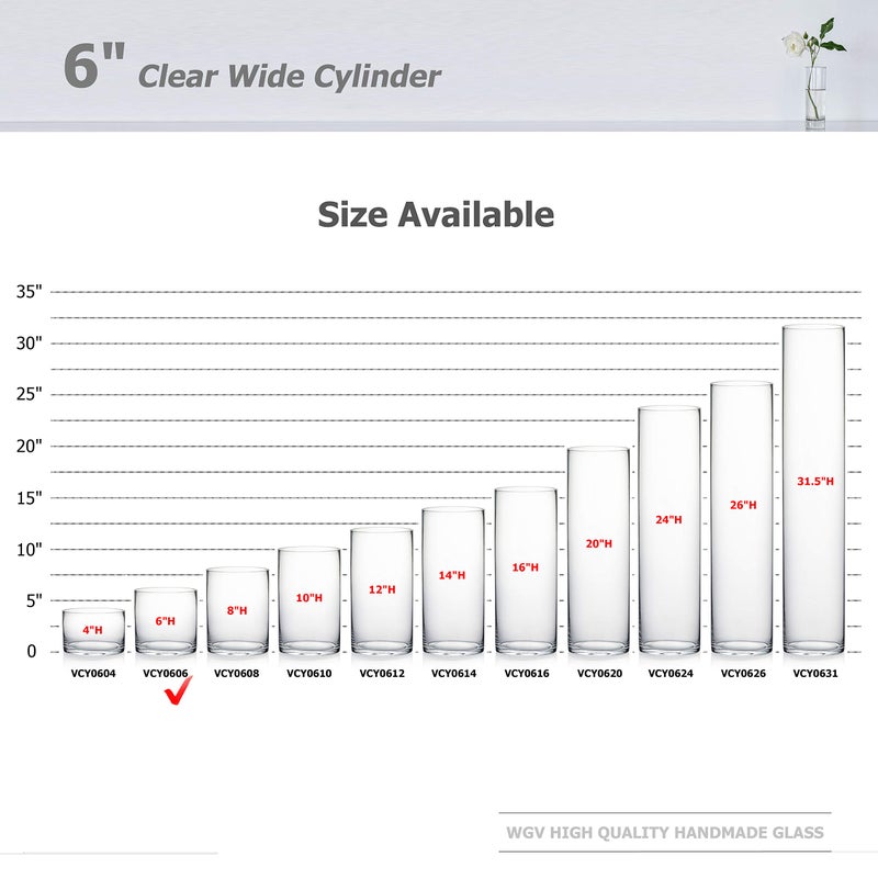 WGVI WGV Cylinder Vase  Width 6""  Height 6""  Clear Glass Container Terrarium Candle Holder for Wedding Centerpiece  Party Event  Home Office Decor  1 Piece - Image 3